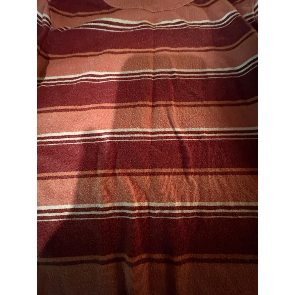 Oshkosh Long Sleeve Shirt Size 2T Stripe With Solid Sleeve Orange, Maroon, Cream